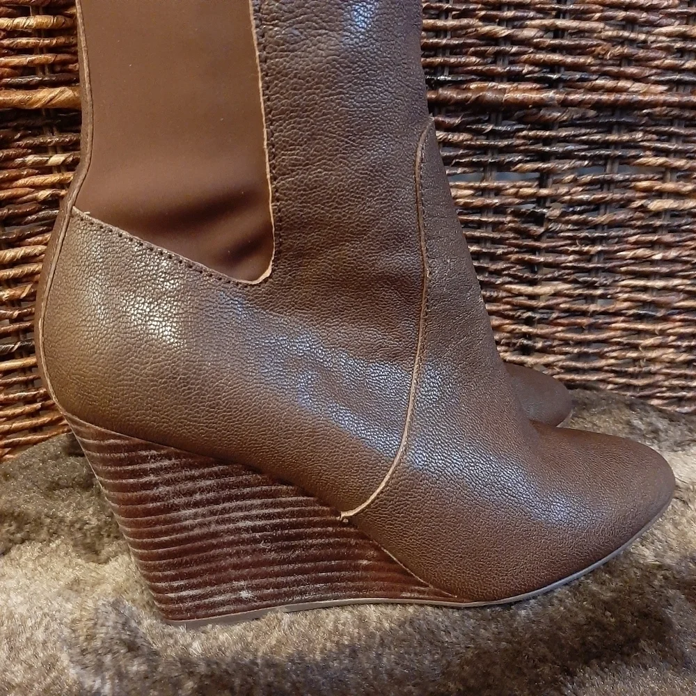 Free People Charles David Edie Leather Knee High Riding Boots Womens 6 Brown